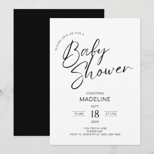 Invitation Baby shower minimaliste moderne de typographie de 
