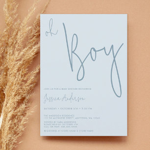 Invitation Baby shower minimaliste moderne Dusty Blue Boy