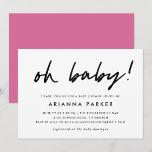Invitation Baby shower minimaliste moderne  Rose
