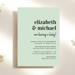 Invitation Baby shower minimaliste moderne Sage Green Couples
