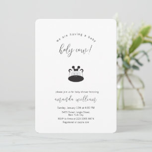 Invitation Baby Shower Minimaliste Noir Blanc Vache Sainte