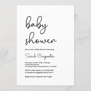 Invitation Baby shower minimaliste simple et moderne
