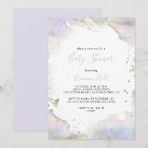 Invitation Baby shower minimaliste simple violet