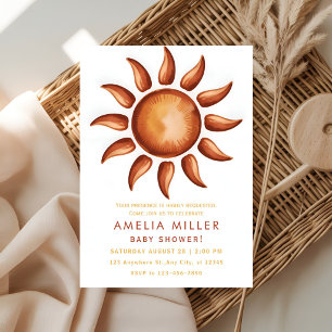 Invitation Baby-Shower Minimaliste Tons Terreux