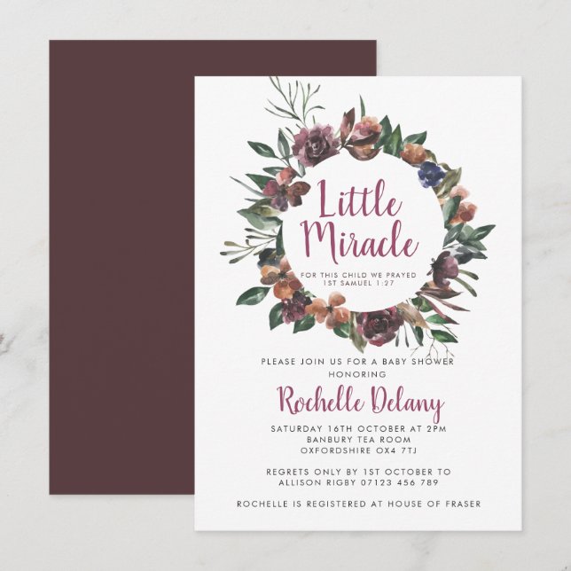 Invitation Baby shower Miracle de la petite couronne d'automn (Devant / Derrière)
