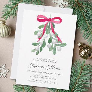 Invitation Baby shower Mistletoe de Noël