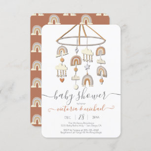 Invitation Baby shower mobile Boho Scandi Rainbow