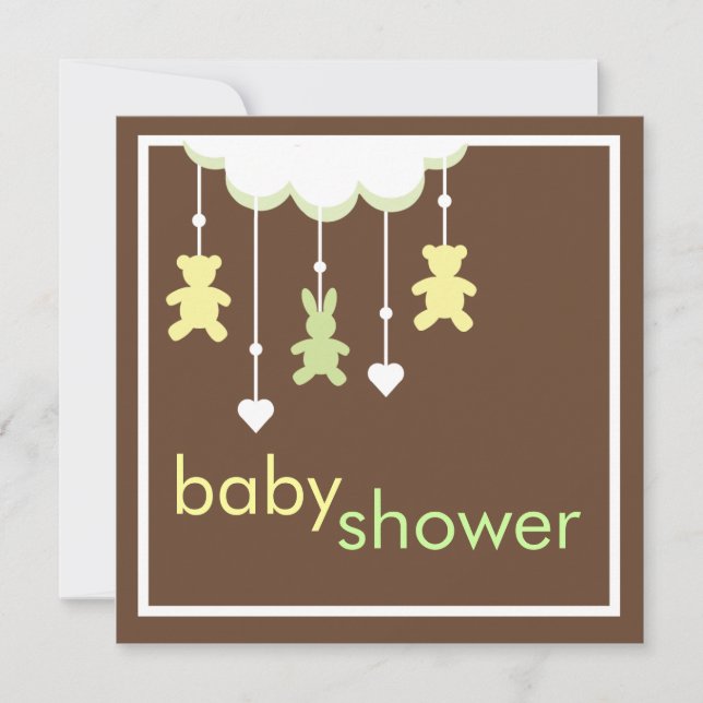 Invitation Baby shower mobile doux et neutre (Devant)