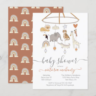 Invitation Baby shower mobile Jungle Animaux