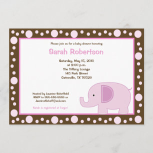 Invitation Baby shower Mod Elephant Jungle Dot 5x7