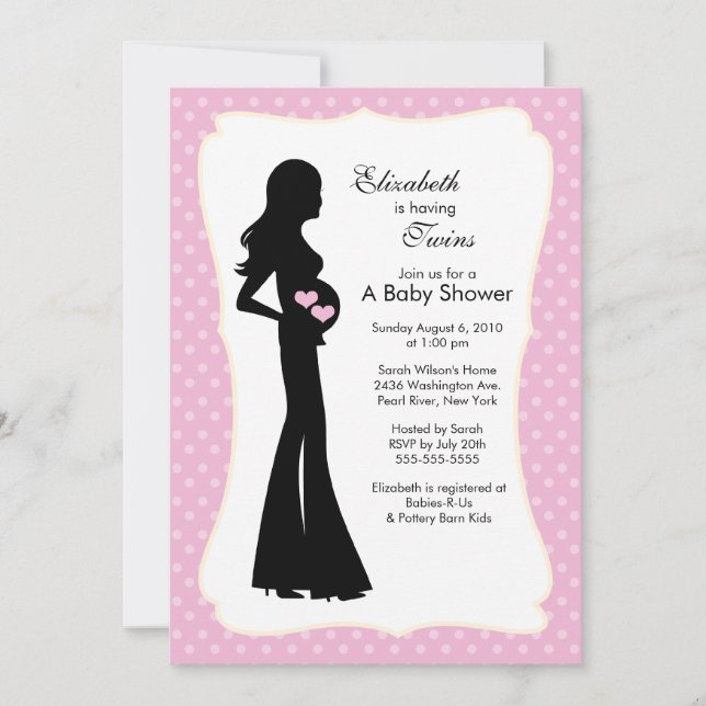 Invitation Baby shower Mod Mom Twins (Devant)