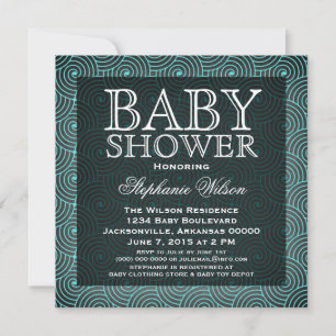 Invitation Baby shower Mod Swirls, Aqua