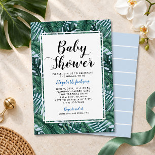 Invitation Baby Shower Moderne à Feuille de Palmier Tropical