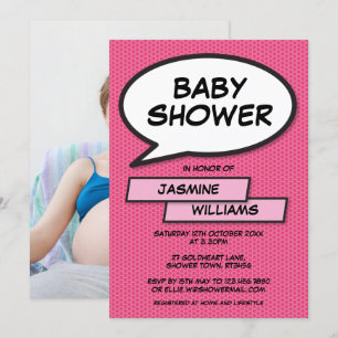 Invitation Baby shower moderne amusant Photo Baby Girl rose