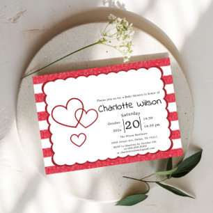 Invitation Baby Shower Moderne aux Bandes Horizontales à la C