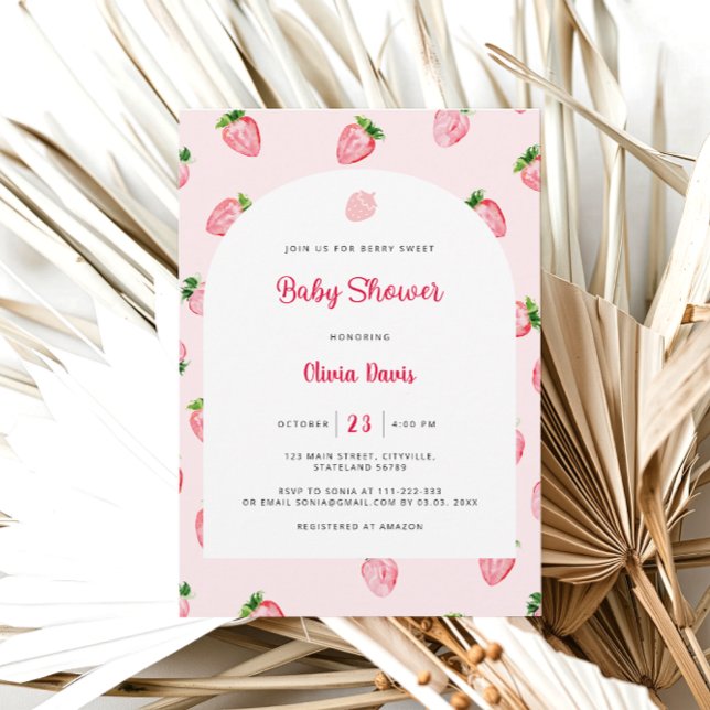 Invitation Baby shower moderne aux fraises d'été (Créateur téléchargé)