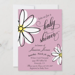 Invitation Baby Shower Moderne avec Gribouillis de Marguerite
