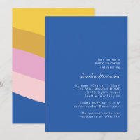 Baby shower moderne bleu jaune rétro