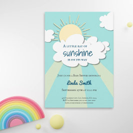 Invitation Baby shower moderne Blue Ray of Sunshine Boy