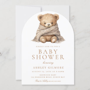 Invitation Baby shower moderne Brown d'ours en peluche