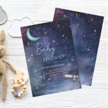 Baby shower moderne Céleste Lune & Étoiles