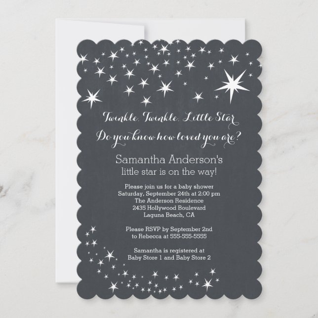 Invitation Baby shower moderne Chalkboard Star (Devant)