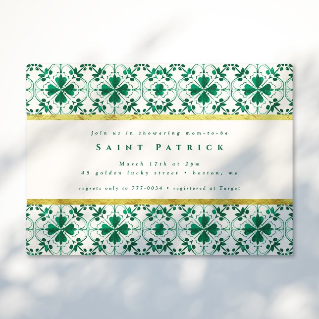Invitation Baby shower moderne chic et vert St. Patrick's Day (Créateur téléchargé)
