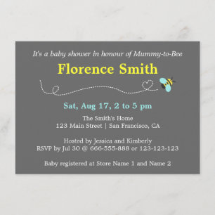 Invitation Baby shower moderne d'abeille pour que la maman
