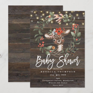 Invitation baby shower moderne de boho floral et mignon de