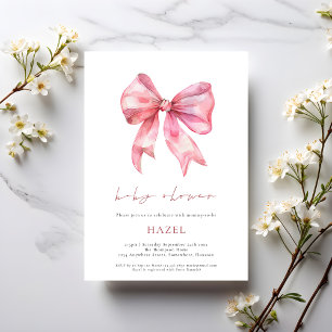 Invitation Baby shower moderne de Bow rose Script