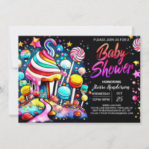 Invitation Baby shower moderne de Candyland