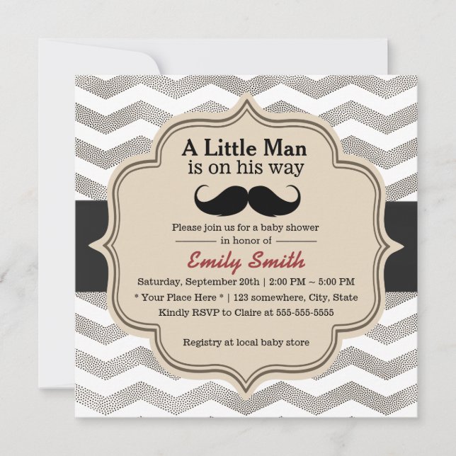Invitation Baby shower moderne de Chevron de garçon de (Devant)