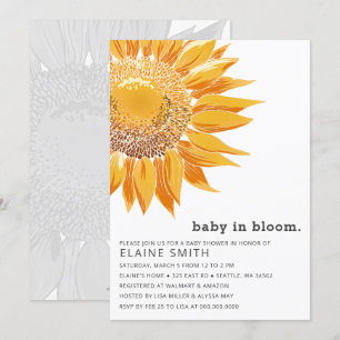 Invitation Baby shower moderne de genre tournesol neutre
