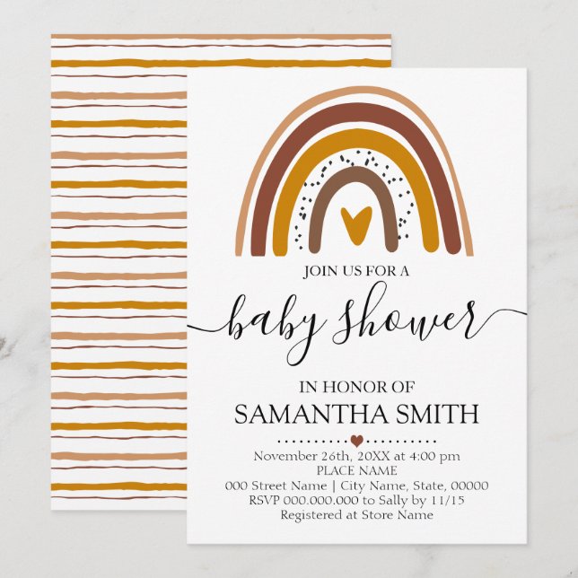 Invitation baby shower moderne de Rainbow (Devant / Derrière)
