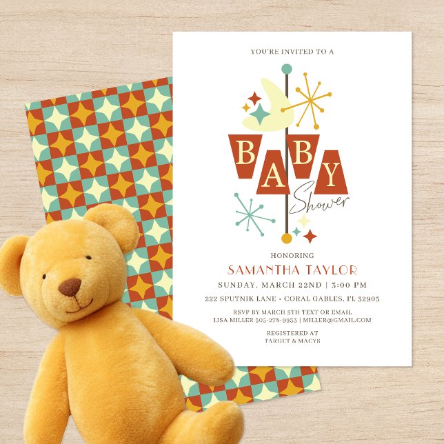 Invitation Baby shower moderne du milieu du siècle (Mid Century Modern Baby Shower - Gender Neutral )