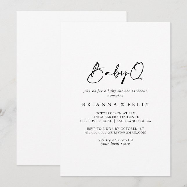 Invitation Baby shower moderne élégant BabyQ Barbecue (Devant / Derrière)