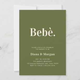 Invitation Baby shower moderne élégant Olive Green