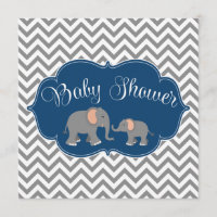 Baby shower moderne Elephant Chevron Marine Blue G