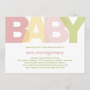 Invitation Baby shower moderne et simple - Fille