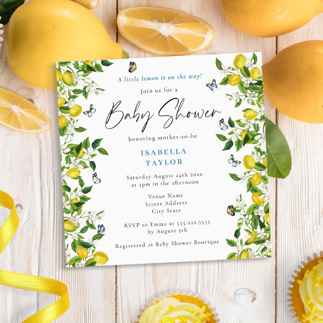 Invitation Baby shower moderne été citron (Créateur téléchargé)