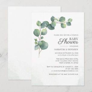 Invitation Baby shower moderne Eucalyptus Couples