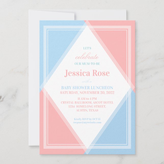 Invitation Baby shower moderne Fraîche et rose clair (Devant)