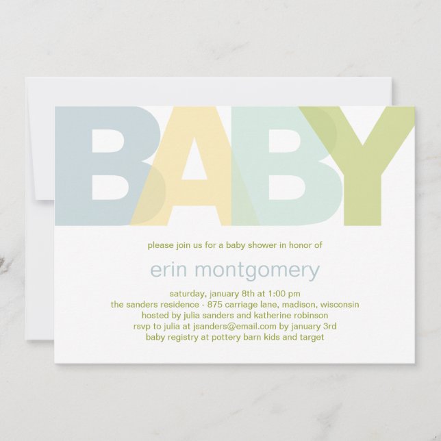 Invitation Baby shower moderne - Garçon (Devant)