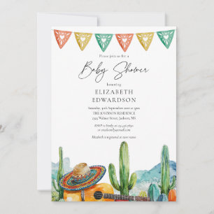 Invitation Baby shower moderne mexicain Fiesta Watercolor