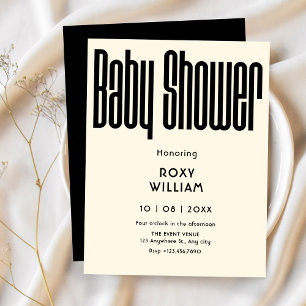 Invitation Baby shower moderne moderne noir et blanc