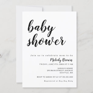 Invitation Baby shower moderne noir et blanc