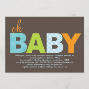 Invitation Baby shower moderne Oh Baby Boy