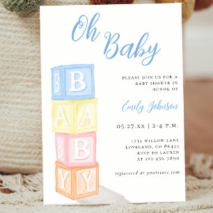 Invitation Baby shower moderne Oh Baby Boy