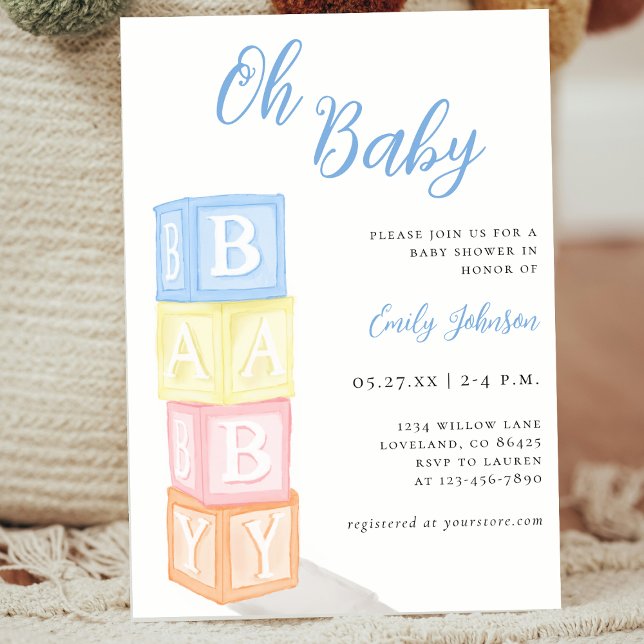 Invitation Baby shower moderne Oh Baby Boy (Créateur téléchargé)