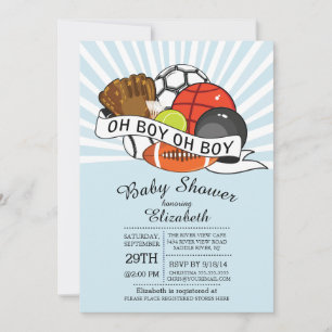 Invitation Baby shower moderne Oh Boy Sports Boys